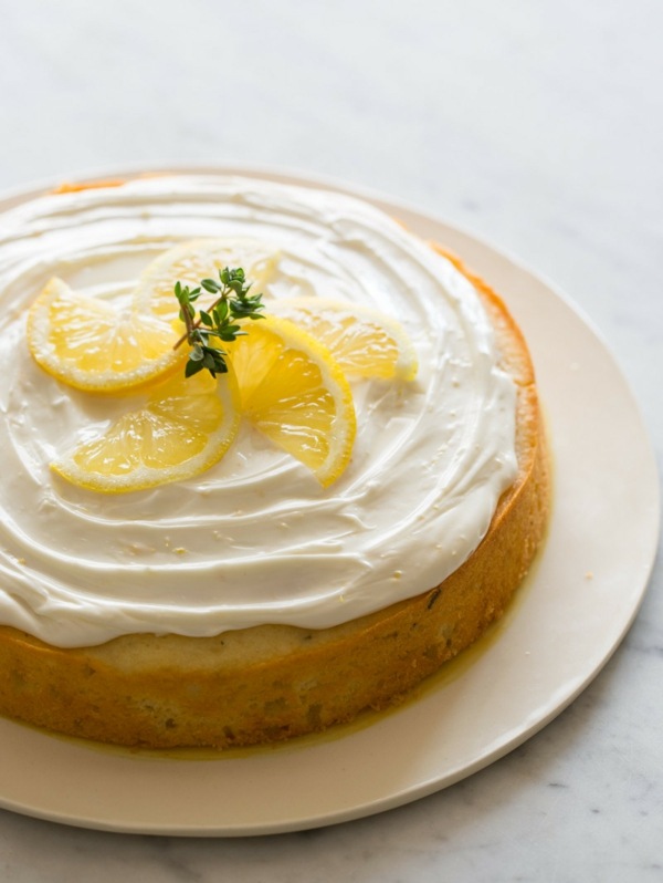 Zitronen Thymian Kuchen rezept creme sahne