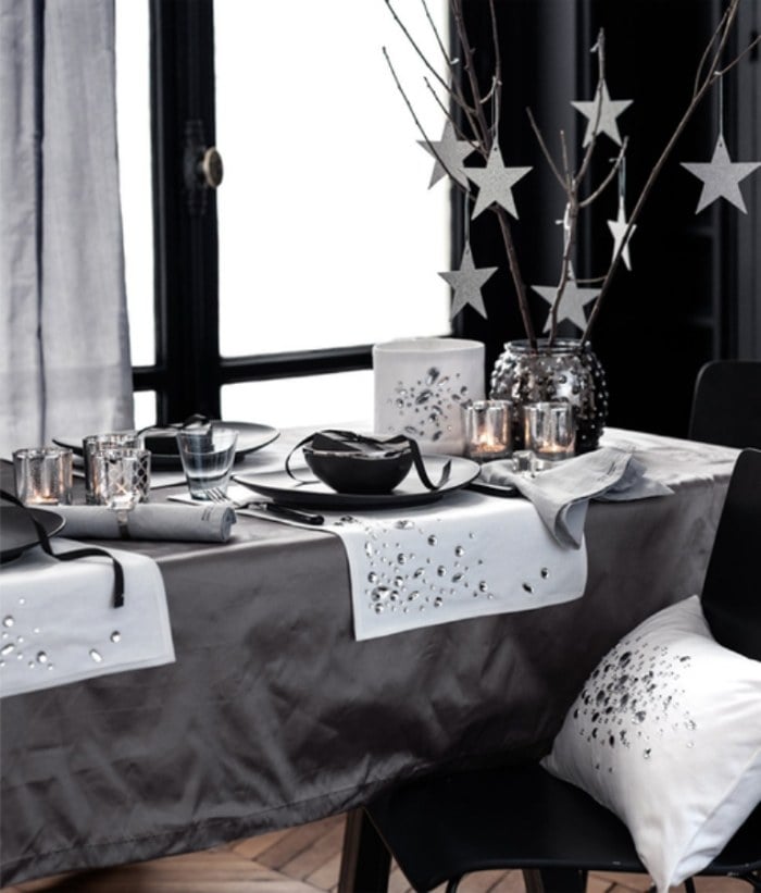dramatische-dekoration-schwarz-silbergrau-weihnachten-tischläufer-mit-steinen-besetzt