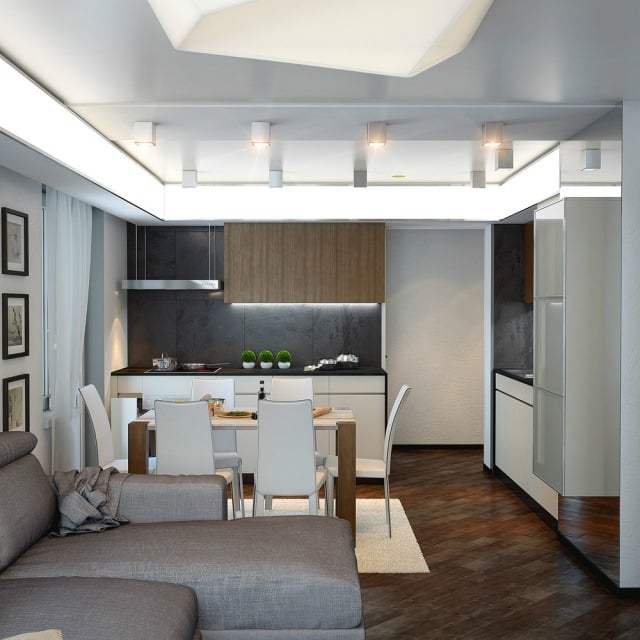 einrichtungsideen für wohnzimmer modern-grau-weiss-schwarz-kombination