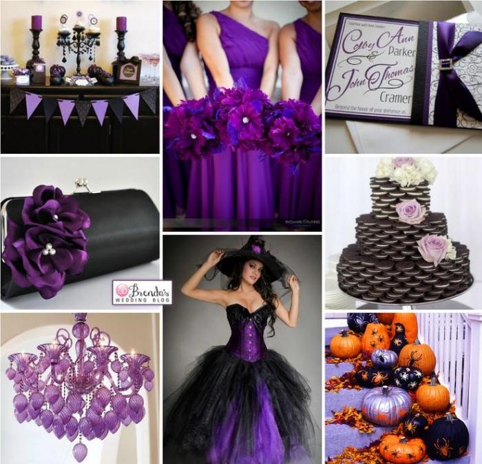 halloween-hochzeit-schwarz-purpur-ideen-deko-für-brautparty-selbermachen-kürbisse