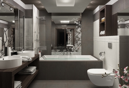 Grau Bild: Badezimmer Modern Grau Weiss