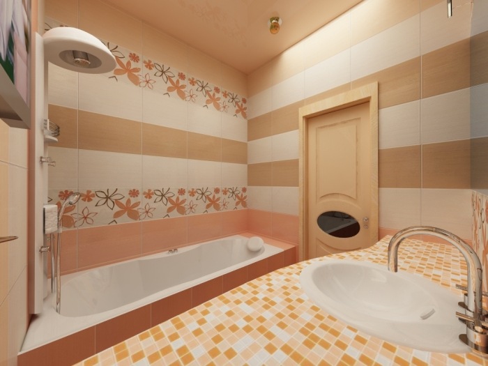 kleines-badezimmer-fliesen-ideen-badewanne-mosaik-waschtischplatte-blumenmuster