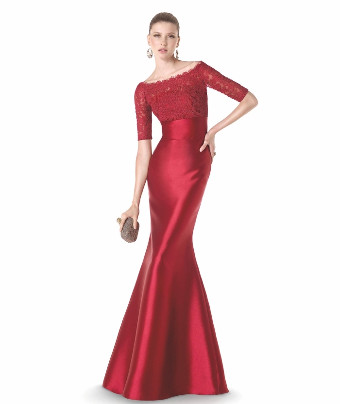 lange Abendkleider Mode rot Farbe 5311