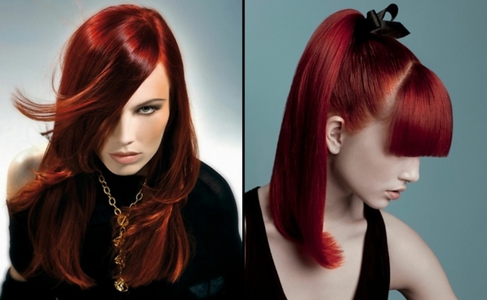 rote Haare Stylen Pony Frisur Seitenscheitel