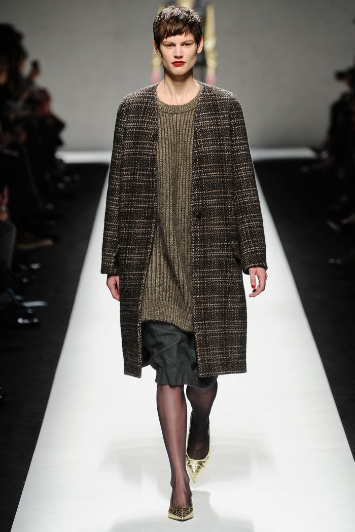 Max Mara Mode Herbst 2014 tweed-mantel-langer-pullover-rock