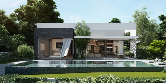 modernes wohnhaus pool-glas-schiebetueren-offnen-zur-terrasse