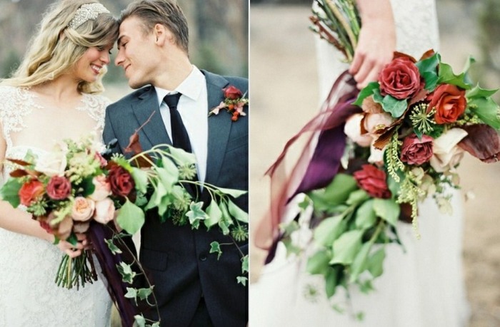 Hochzeit Brautstrauß Ideen süß verspielt Fotos