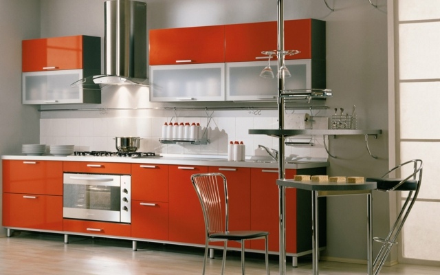 Küchenzeile Design Ideen Edelstahl Rückwand Spritzschutz