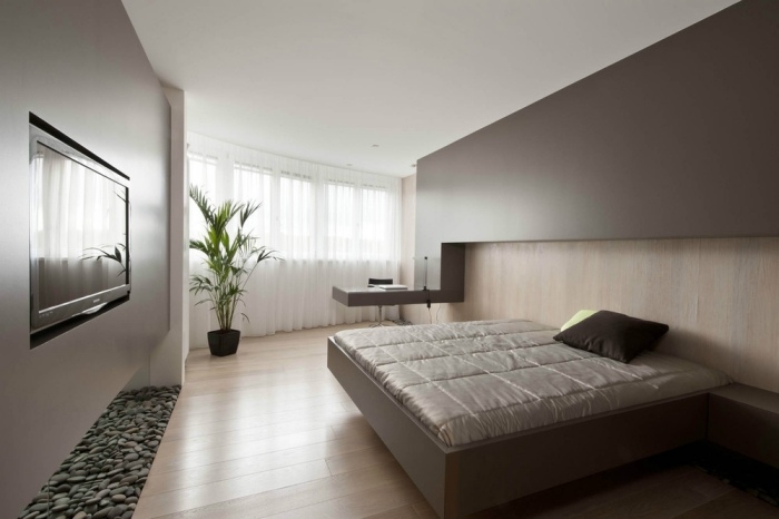 schlafzimmer-beispiele neutrale-farben-minimalistische-gestaltung