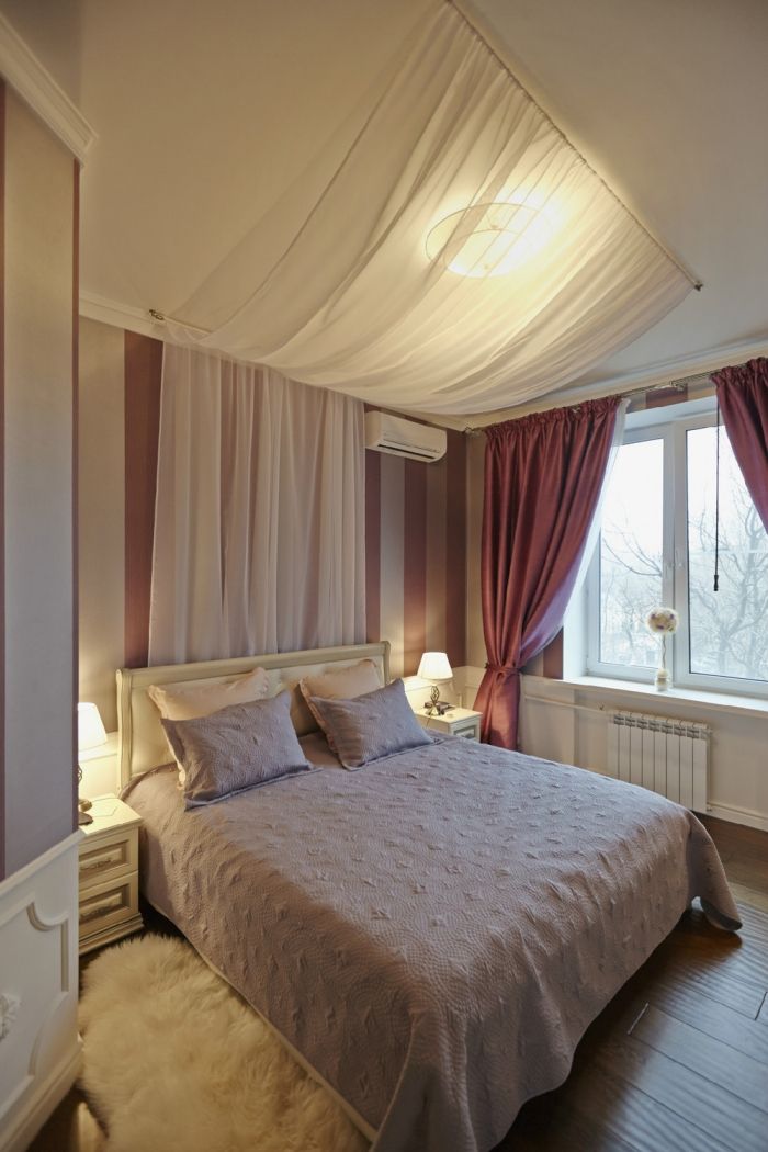 schlafzimmer-gestaltung-bett-vorhang-decke-romantisch