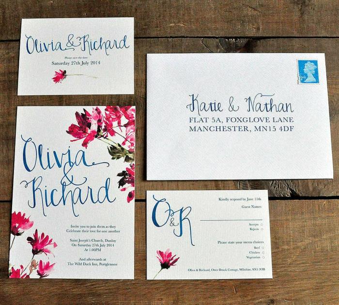 schöne Hochzeit Einladungen Ideen Karten Blumen