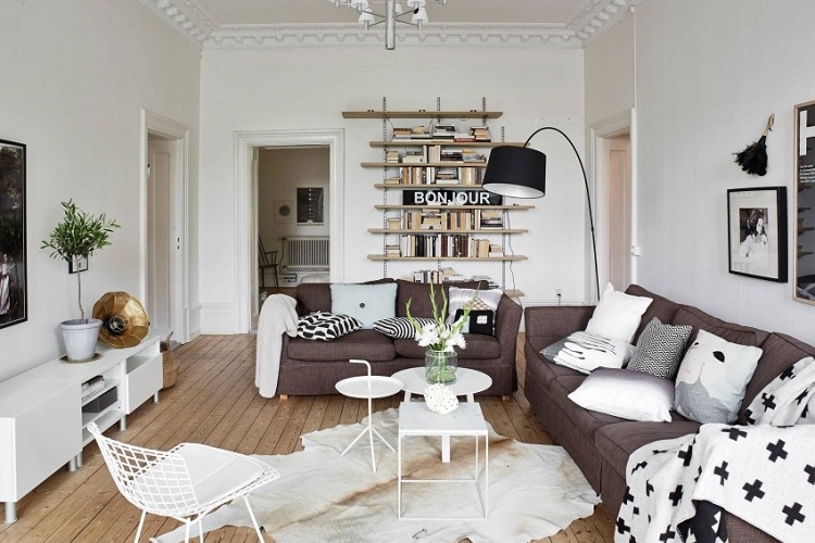 skandinavische Wohnung einrichten Ideen Wohnzimmer Möbel kombinieren
