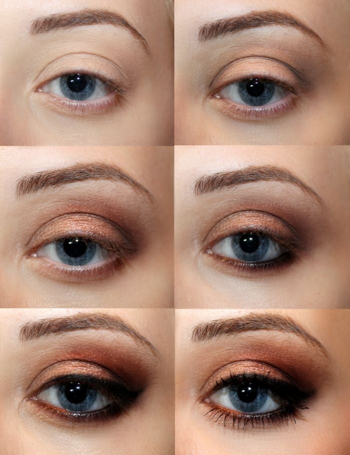 Smokey Eyes für blaue Augen herbst-makeup-bronze-nuancen