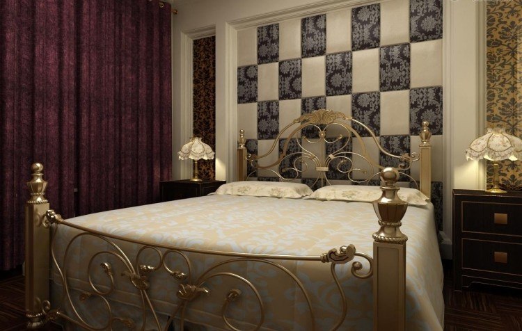 wandgestaltung-schlafzimmer-effektvolle-ideen-barock-stil-paneele-wandverkleidung-muster-braun