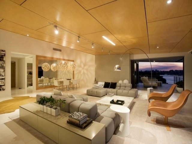 wohnzimmer-modern-design-lampen-außergewöhnliche-lichtspiele