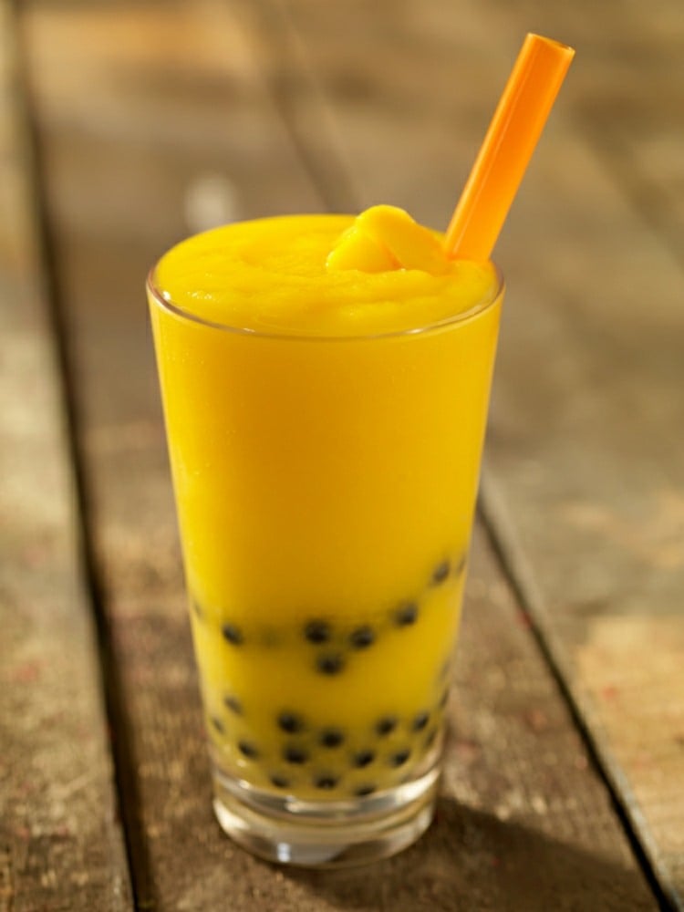 Bubble Tea Rezept Mango Saft Getränke abkühlend zubereiten