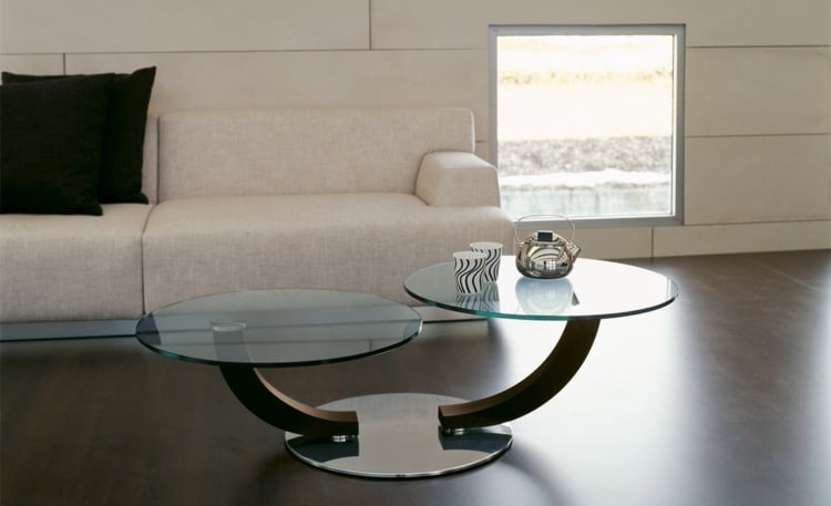 Couchtisch Glas Holz moderne Möbel neutrale Farben