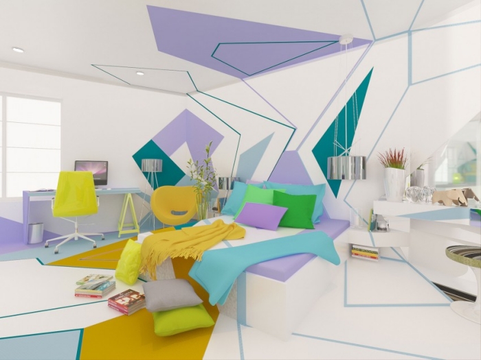 Designer-Loft-Wohnung-expressionistisch-anmutend-schlafzimmer-Farbwirkung-beruhigend
