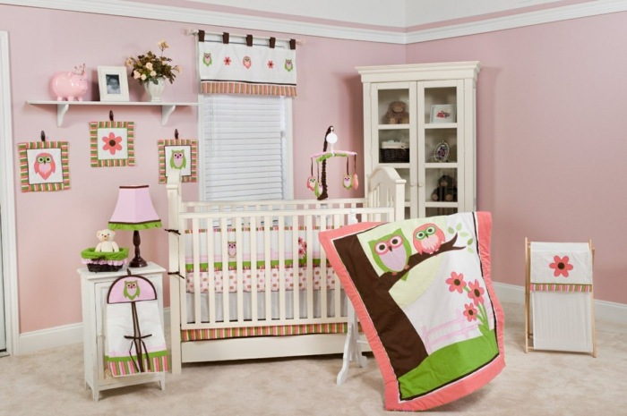 Eule-weiße-Möbel-und-Baby-Schrank-Kinderzimmer-Gestaltung