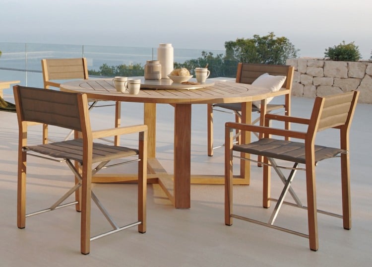 Gartenmöbel Set Terrassengestaltung Ideen Holztisch Stühle
