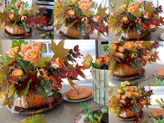 Herbst Tischdeko Ideen frische Blumen Tisch Naturmaterialien