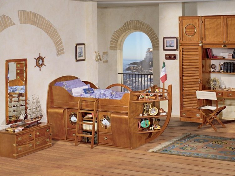 Jugendzimmer einrichten Ideen Holz Möbel Bett