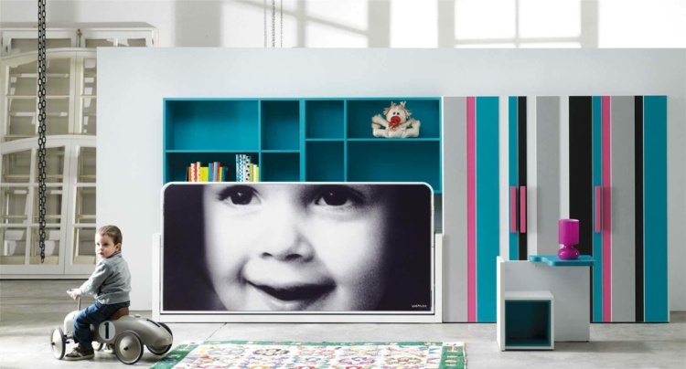 Kinderzimmer einrichten Fotos Wand Streifen moderne Möbel