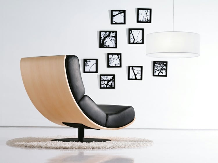 Lounge Sessel moderne Möbel Holz Leder