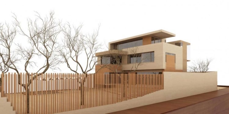 ML-Einfamilienhaus-holz-stein-gartenmauer