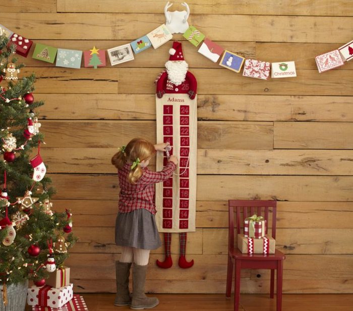 Wanddeko Kinderzimmer Ideen Weihnachtsmann Adventskalender