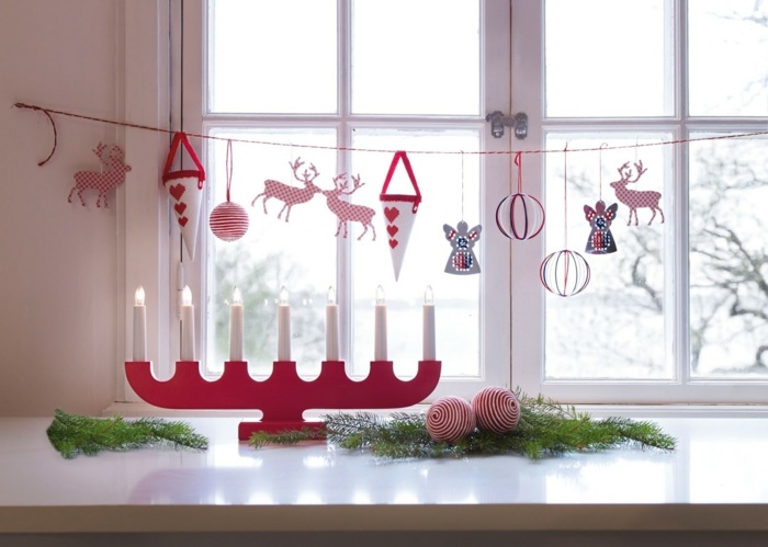 Weihnachtsdeko Kinderzimmer Papier Girlande selber basteln Rudolf