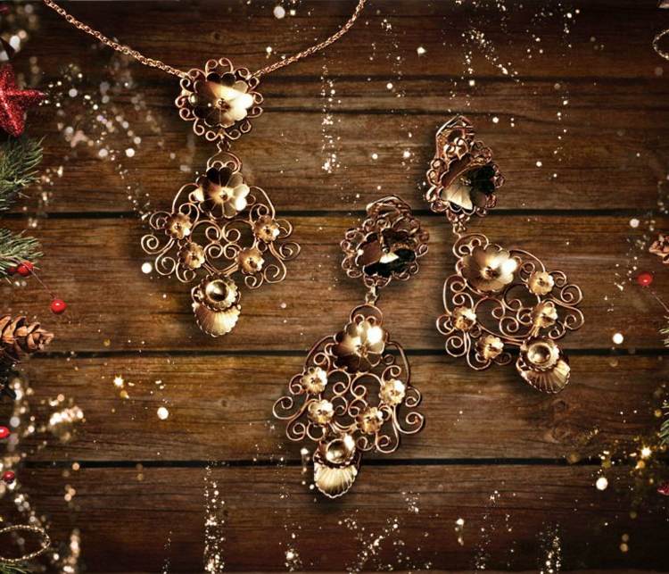 Weihnachtsgeschenke Ideen Goldschmuck Halskette Ohrringe