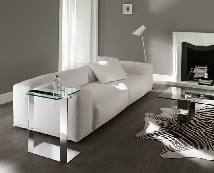 Wohnzimmer Beistelltisch Metall Glas stilvolle Einrichtung Idee