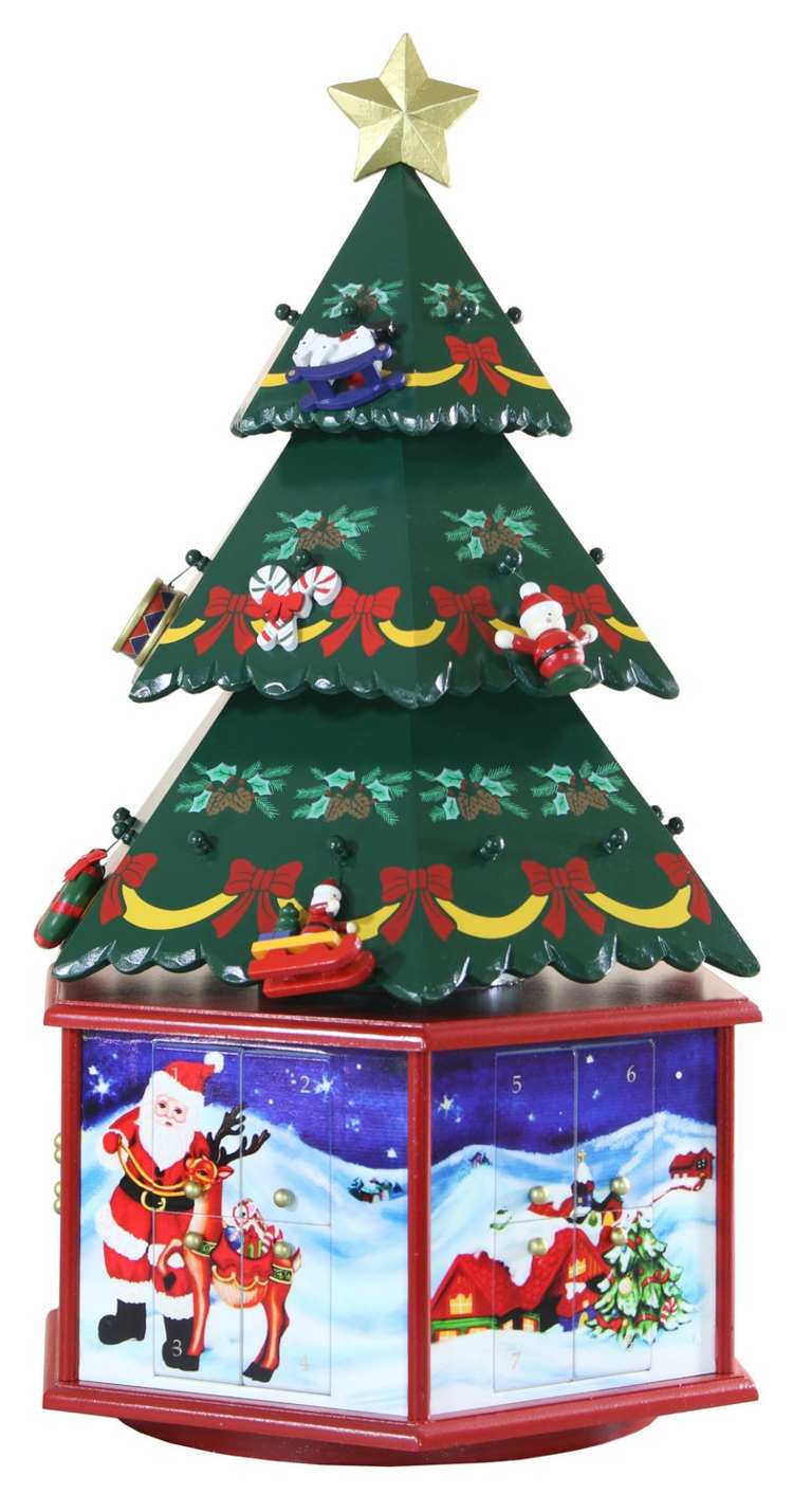 adventskalender ideen weihnachtsbaum holz spielzeug idee baumschmuck