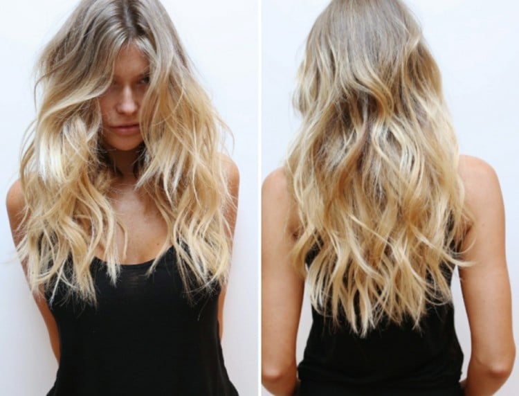 blonde lange Haare Wellen Frisur