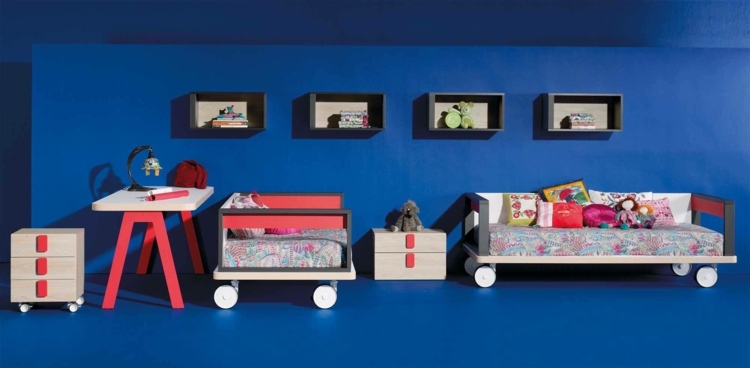 bunte modulare flexible Kinderzimmer Möbel Rollen