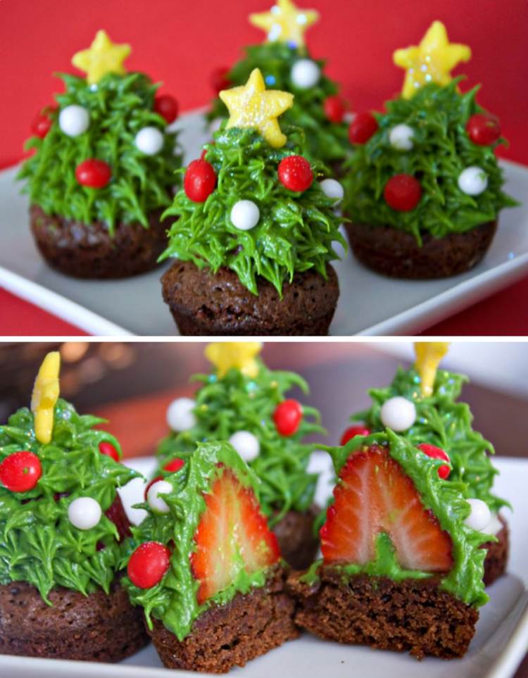 cupcakes-weihnachten-ideen-erdbeeren-christbaum
