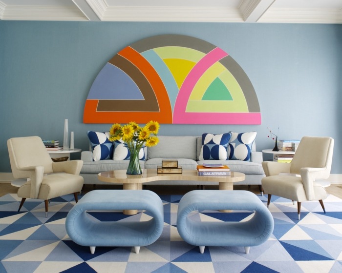 design-wohnzimmer-ideen-wandgestaltung-farben-dekoelemente-möbel-retro-stil