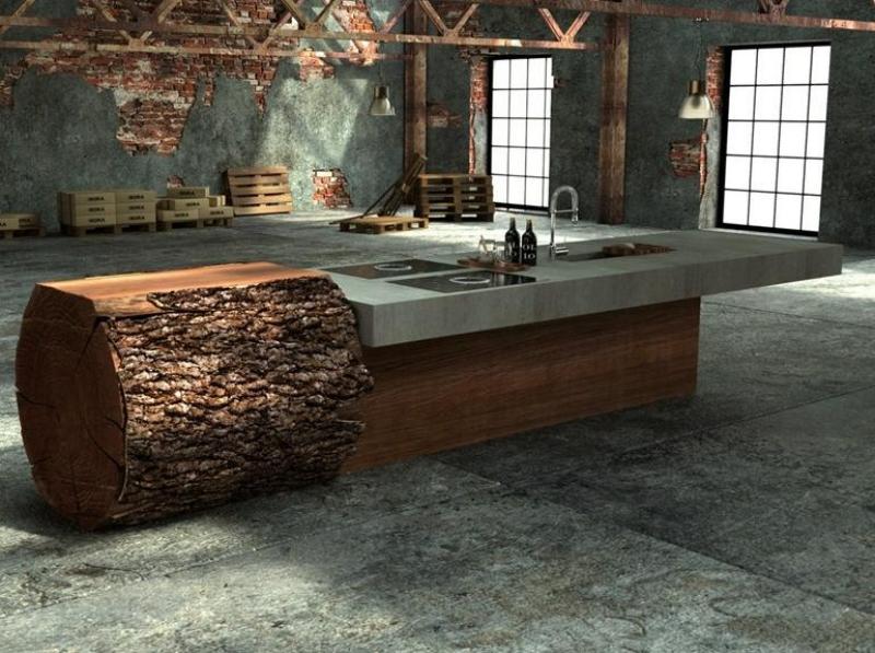 designer-küche-beton-element-echtholz-baumstamm-von-hand-bearbeitet-werkhaus
