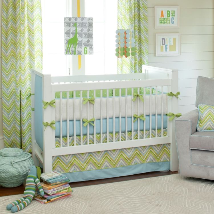 grünes blaues Babyzimmer gestalten Wandtattoos
