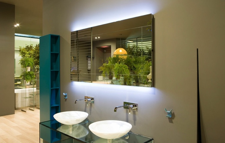 horizontal Badezimmerspiegel Waschbecken freistehend modernes Bad