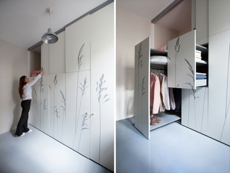 kleine Räume einrichten Kleiderschrank Schubladen modulare Möbel
