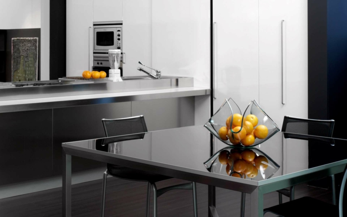 küche esstisch schwarz glastisch elegant modern