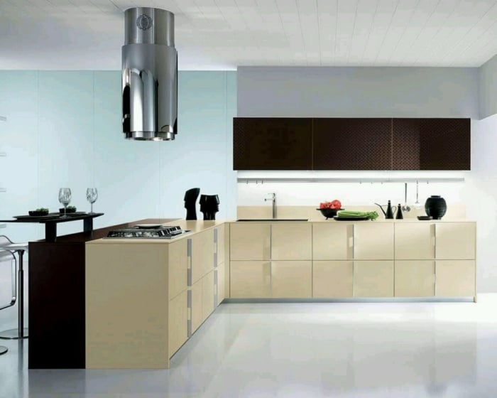 modernes design küche braun beige schlicht minimalistisch