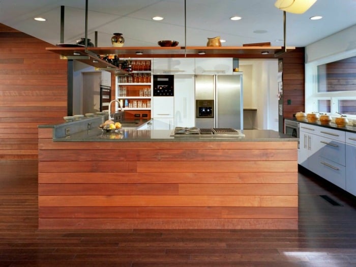 parkett küche braun modern stil interieur
