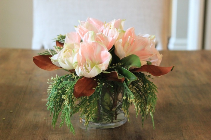 Amaryllis Blumengestecke Tisch Ideen Beispiele