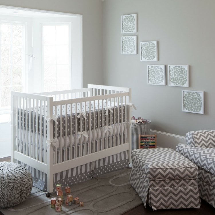 süßes Babyzimmer gestalten Ideen verspielte Muster Neutralfarben