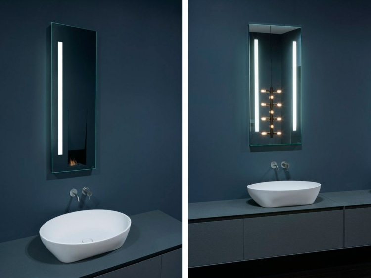 vertikale lange Badezimmer Spiegel coole Ideen minimalistische Einrichtung