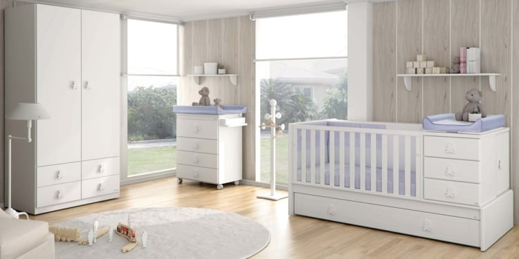  Holz weiß Babyzimmer komplett Schrank Kommode Wickeltisch