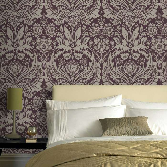 Barock lila glamöuröse Wandgestaltung Schlafzimmer